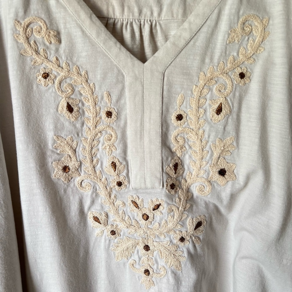 Soft Surroundings | Women's Boho Embroidered Sea Pines Tunic Top Size 2X - Picture 5 of 10